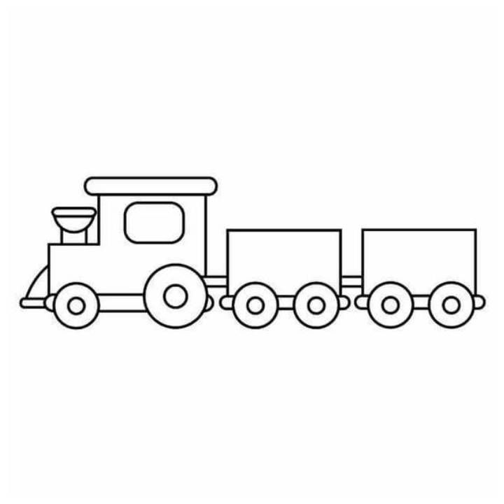 f79fad528c6cadc6f2923324b8c72963 Simple outline drawing of a classic toy train with engine and two cars, perfect for coloring pages or children’s educational activities. | Sky Rye Design Simple outline drawing of a classic toy train with engine and two cars, perfect for coloring pages or children’s educational activities.