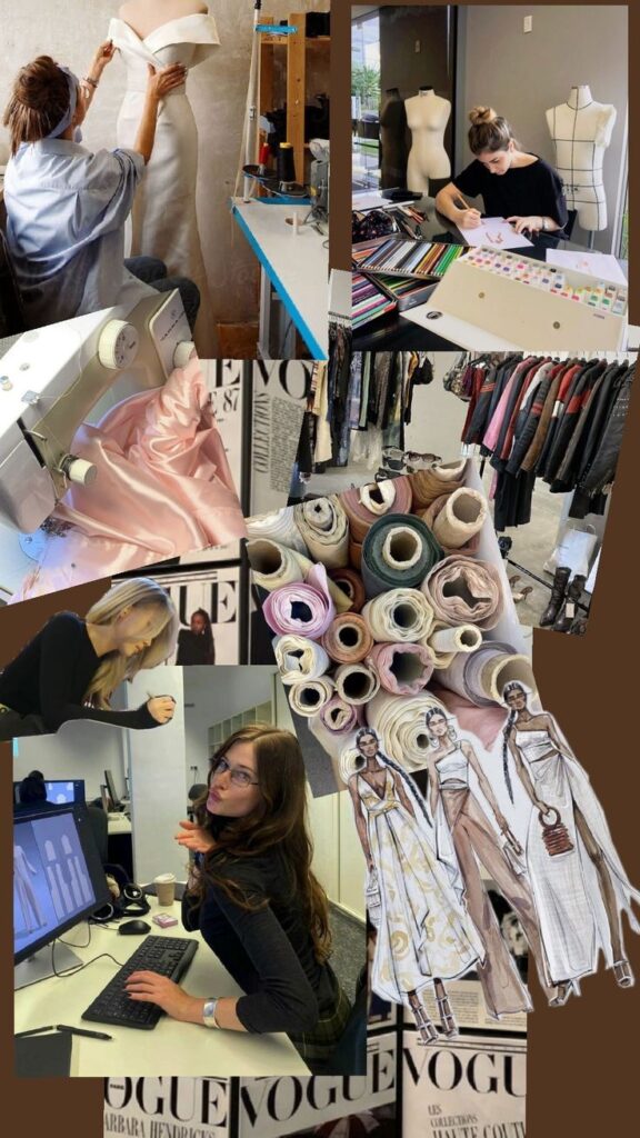 fashion designer модельер дизайнер Fashion design studio scene: designers sketch, sew, and work with fabrics and digital tools, surrounded by clothing and resources. | Sky Rye Design Fashion design studio scene: designers sketch, sew, and work with fabrics and digital tools, surrounded by clothing and resources.