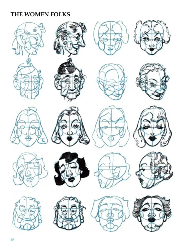 fun-with-pencil-tattoo-art-reference-1125315859_2000x Sketches illustrating 20 diverse female faces with geometric guidelines for drawing. | Sky Rye Design Sketches illustrating 20 diverse female faces with geometric guidelines for drawing.