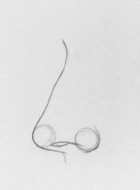 how-to-draw-the-nose-profile-5 Simple pencil sketch of a human nose with basic outline and structural circles on a plain background. | Sky Rye Design Simple pencil sketch of a human nose with basic outline and structural circles on a plain background.