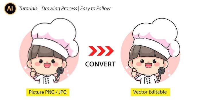 hq720 11 Cute chef character image conversion tutorial from PNG/JPG to vector format for easy and editable designs. | Sky Rye Design Cute chef character image conversion tutorial from PNG/JPG to vector format for easy and editable designs.