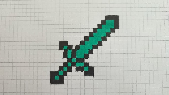 hq720 8 Pixelated green sword illustration on graph paper, reminiscent of retro video game weapons. | Sky Rye Design Pixelated green sword illustration on graph paper, reminiscent of retro video game weapons.