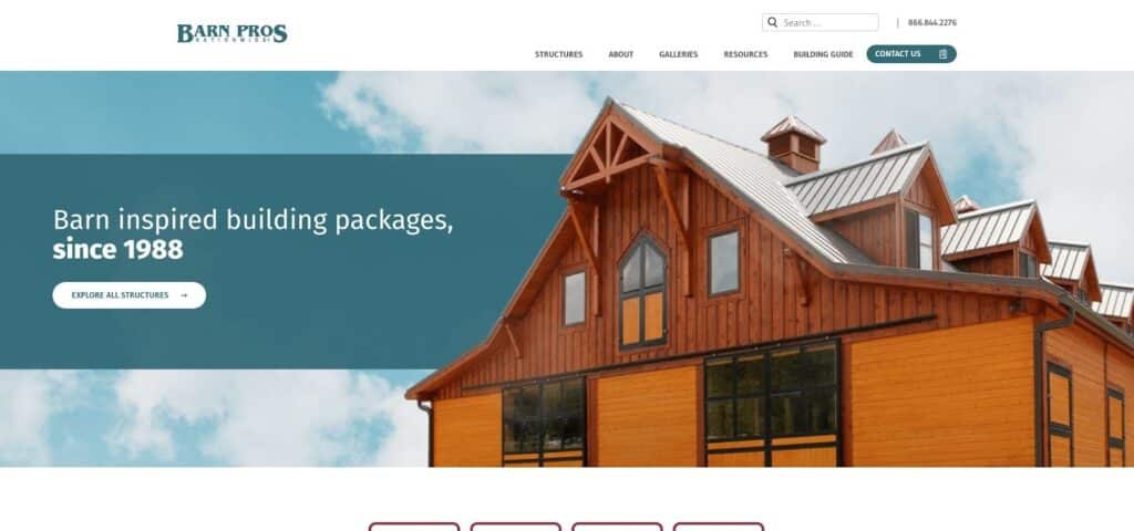 image Barn-inspired building with a modern design and prominent wooden facade, showcasing construction quality since 1988. | Sky Rye Design Barn-inspired building with a modern design and prominent wooden facade, showcasing construction quality since 1988.