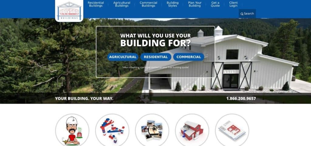 image Outdoor view of a modern white building with options for agricultural, residential, and commercial uses. Contact: 1.866.200.9657. | Sky Rye Design Outdoor view of a modern white building with options for agricultural, residential, and commercial uses. Contact: 1.866.200.9657.