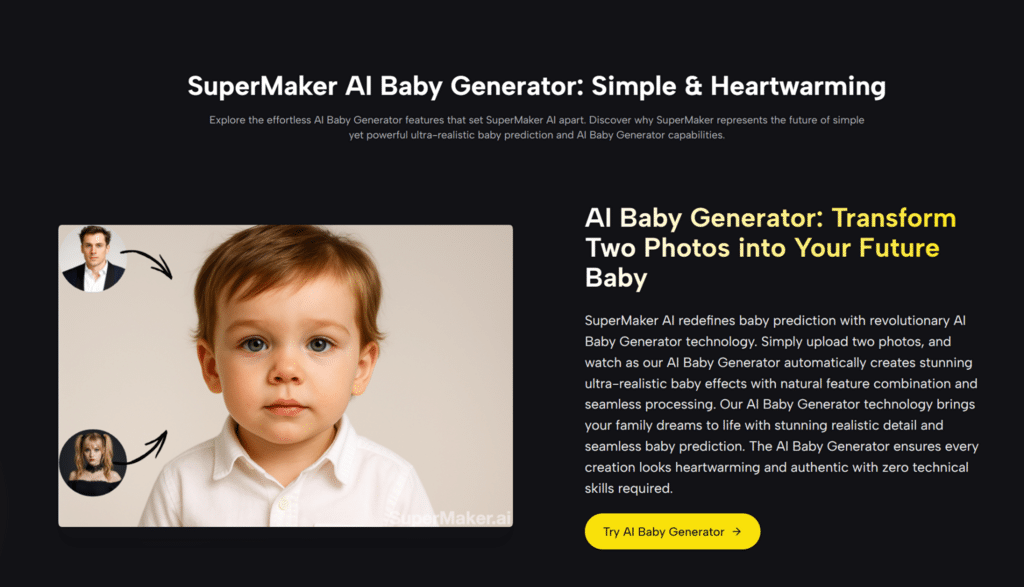 image AI Baby Generator: Transform two photos into a future baby, showcasing results with a realistic toddler image and parental features. | Sky Rye Design AI Baby Generator: Transform two photos into a future baby, showcasing results with a realistic toddler image and parental features.