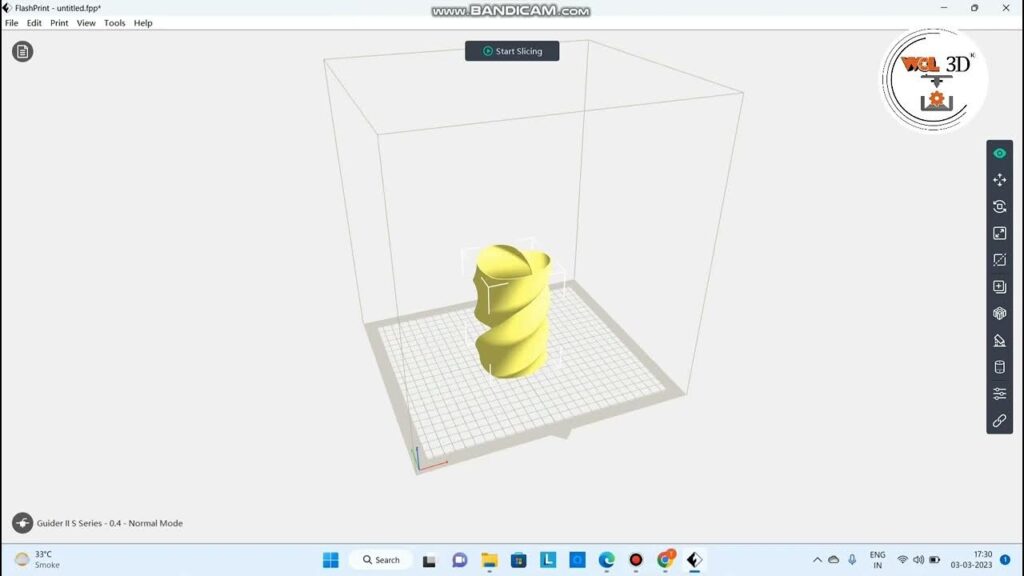 maxresdefault 23 3D printing software interface displaying a yellow spiral object ready for slicing. | Sky Rye Design 3D printing software interface displaying a yellow spiral object ready for slicing.