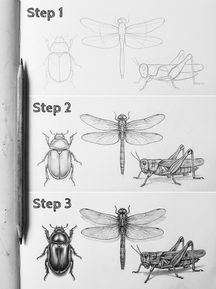 Directdraw Insect How to Draw Insects: Easy Step-by-Step Sketching Guide