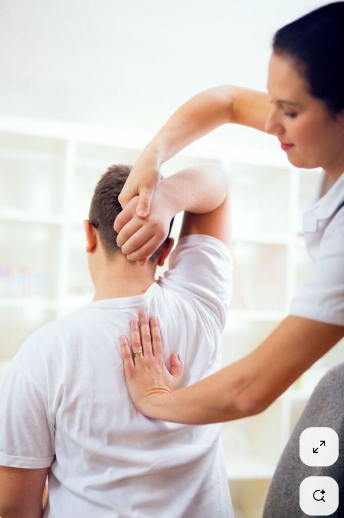 _ Chiropractor adjusting a patient's back for pain relief therapy in a clinic setting, enhancing spinal alignment and mobility. | Sky Rye Design Chiropractor adjusting a patient's back for pain relief therapy in a clinic setting, enhancing spinal alignment and mobility.