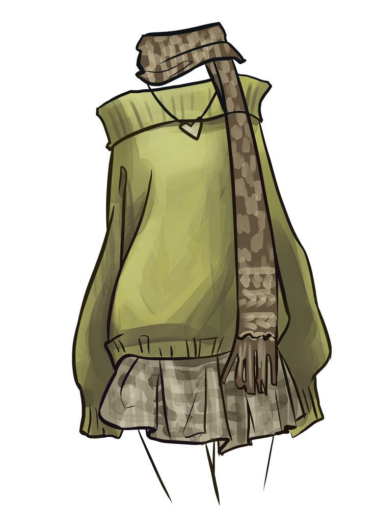 vetement fille Illustration of a cozy green sweater with a plaid skirt and brown scarf, perfect for fall fashion inspiration and style ideas. | Sky Rye Design Illustration of a cozy green sweater with a plaid skirt and brown scarf, perfect for fall fashion inspiration and style ideas.