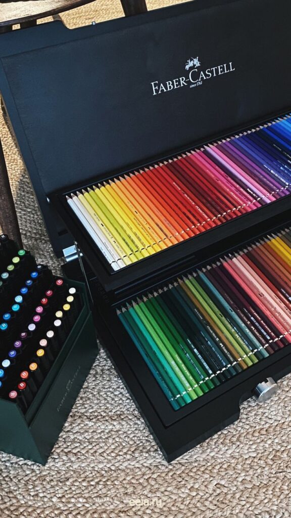 Processed with VSCO with hb2 preset Faber-Castell art supplies set featuring colorful pencils and markers in a black box on a woven surface, ideal for creative projects. | Sky Rye Design Faber-Castell art supplies set featuring colorful pencils and markers in a black box on a woven surface, ideal for creative projects.