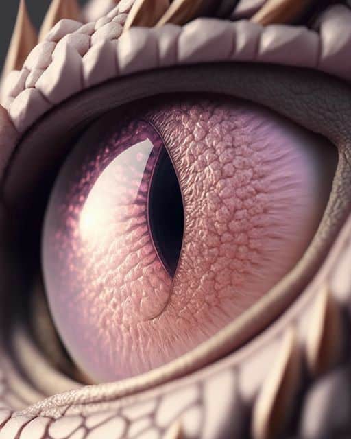 ✨ ɓℓσσ∂ყ ℓσѵε ✨ Close-up of a detailed fantasy dragon's eye, showcasing textured pink scales and a reflective surface. | Sky Rye Design Close-up of a detailed fantasy dragon's eye, showcasing textured pink scales and a reflective surface.