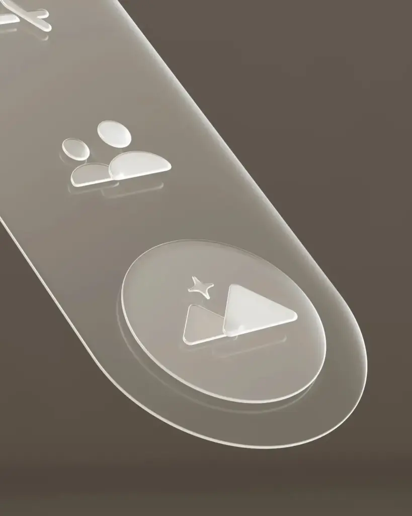 0ad857ded1430e96cc8c7a17025625f7 Transparent interface with person and play icons on a sleek brown background, symbolizing user interaction and multimedia elements. | Sky Rye Design Transparent interface with person and play icons on a sleek brown background, symbolizing user interaction and multimedia elements.