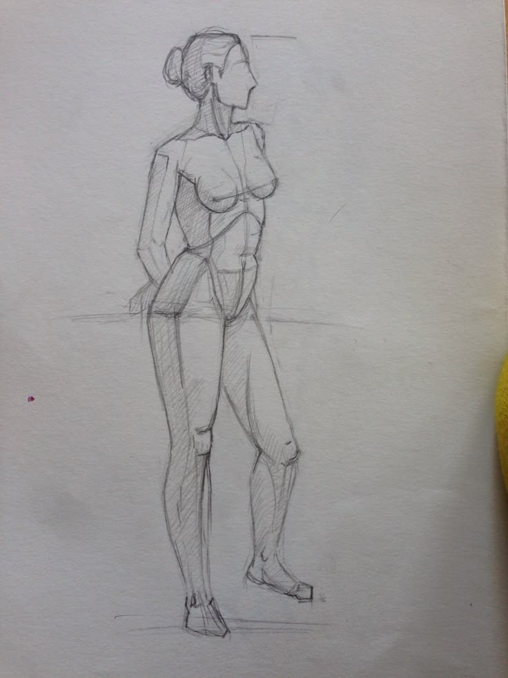 _ 2 Sketch of a standing figure with detailed anatomy lines, showcasing human form and posture in pencil on paper. | Sky Rye Design Sketch of a standing figure with detailed anatomy lines, showcasing human form and posture in pencil on paper.