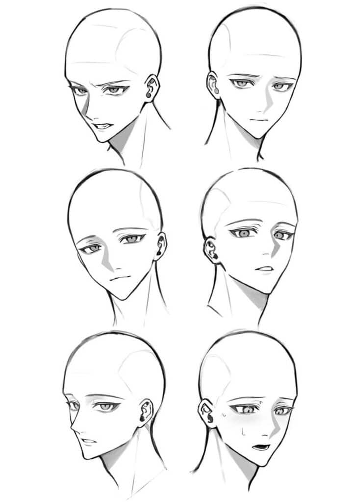 _ - 2026-01-10T002604411 Anime character expressing six emotions: anger, sadness, neutrality, confusion, contentment, and worry. Black and white sketch art. | Sky Rye Design Anime character expressing six emotions: anger, sadness, neutrality, confusion, contentment, and worry. Black and white sketch art.