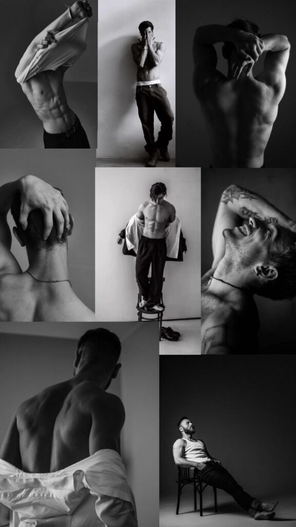_ - 2026-01-10T223552476 Collage of artistic black and white photos showcasing a man's muscular physique with various poses, capturing strength and emotion. | Sky Rye Design Collage of artistic black and white photos showcasing a man's muscular physique with various poses, capturing strength and emotion.