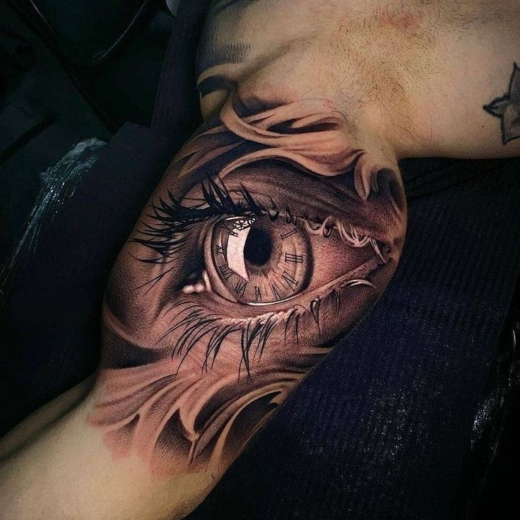 _ - 2026-01-10T233451516 Realistic eye tattoo with clock details on a person's arm, showcasing intricate shading and lifelike details for tattoo inspiration. | Sky Rye Design Realistic eye tattoo with clock details on a person's arm, showcasing intricate shading and lifelike details for tattoo inspiration.