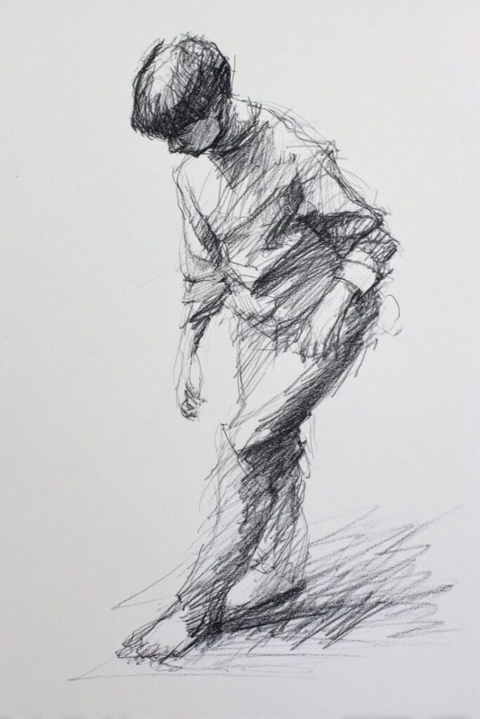 25 Life Drawing References for Elegant Graceful_ Sketch of a person in motion, captured in dynamic pencil strokes. Expressive drawing depicting movement and form. | Sky Rye Design Sketch of a person in motion, captured in dynamic pencil strokes. Expressive drawing depicting movement and form.