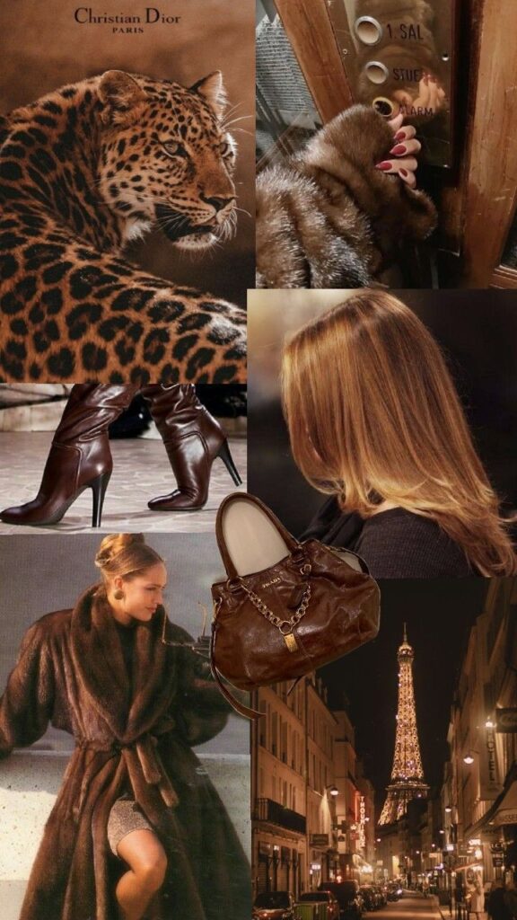 251f23f9-e35d-430e-a85d-7e510a1ab3fa Collage of luxury fashion elements: leopard, fur coat, leather boots, handbag, Paris night street, and elevator button pressing. | Sky Rye Design Collage of luxury fashion elements: leopard, fur coat, leather boots, handbag, Paris night street, and elevator button pressing.