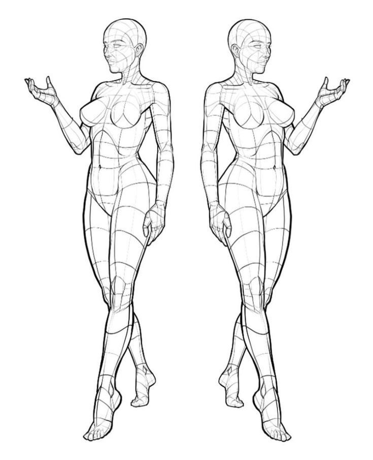 _ 4 Two 3D female anatomy sketches showcasing detailed human body proportions and structure from different angles. | Sky Rye Design Two 3D female anatomy sketches showcasing detailed human body proportions and structure from different angles.
