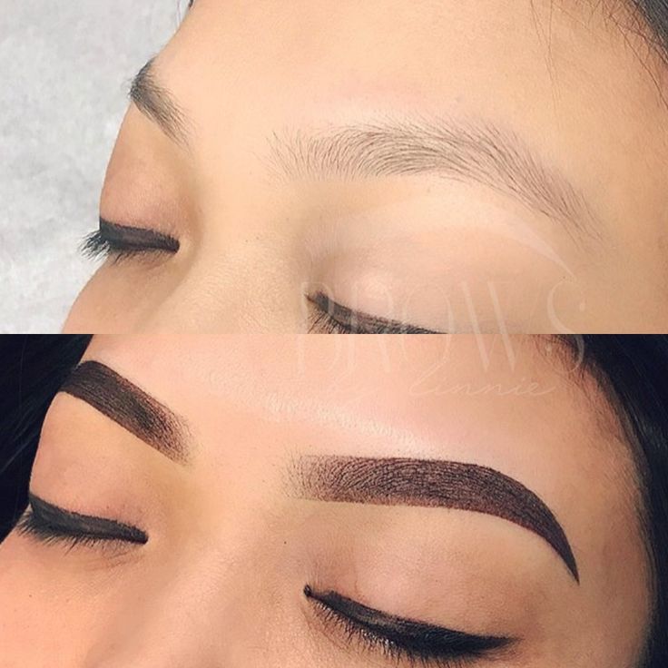 _ 5 Before and after microblading transformation showing thin natural eyebrows enhanced to fuller, well-defined brows with precise strokes. | Sky Rye Design Before and after microblading transformation showing thin natural eyebrows enhanced to fuller, well-defined brows with precise strokes.