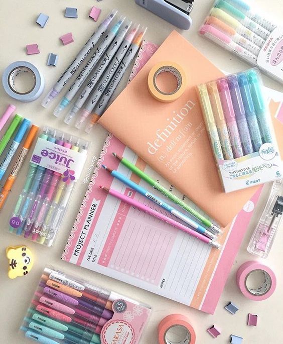 _ 96 Aesthetic stationery flat lay with colorful pens, markers, tapes, a planner, and notebooks for creative organization and planning. | Sky Rye Design Aesthetic stationery flat lay with colorful pens, markers, tapes, a planner, and notebooks for creative organization and planning.