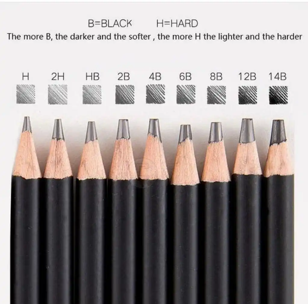 9611aec3bb4ed7716f66c16723d7c538 Set of pencils ranging from H to 14B grades showing shades and hardness for drawing and sketching, on a white background. | Sky Rye Design Set of pencils ranging from H to 14B grades showing shades and hardness for drawing and sketching, on a white background.