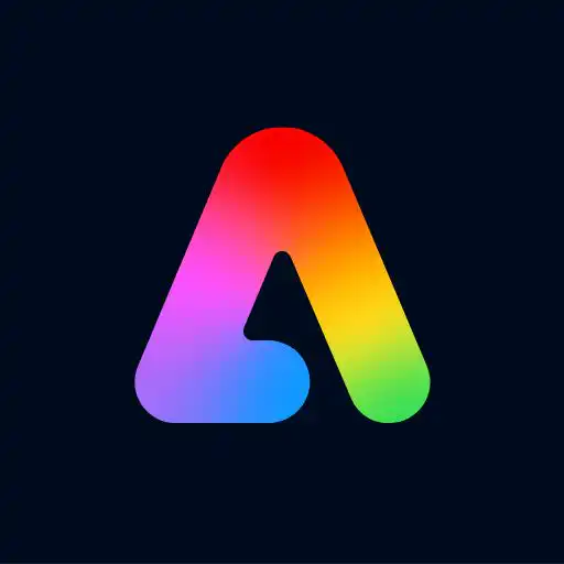 Colorful gradient logo shaped like an A on a dark background, showcasing vibrant shades of red, orange, yellow, green, and