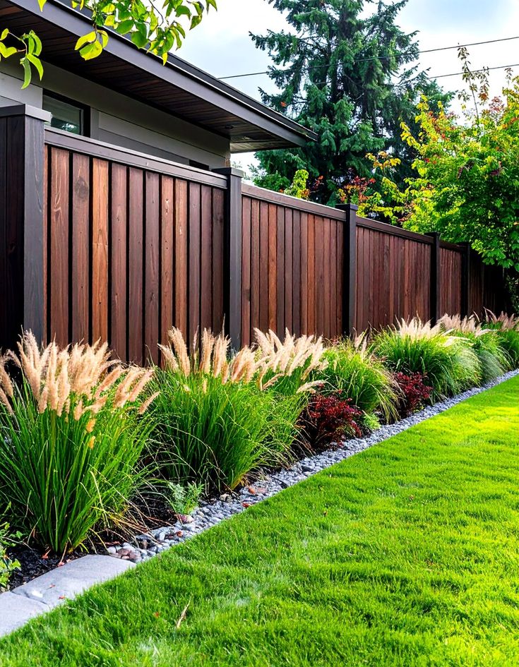 Modern Horizontal Slat Fence - 30 Fence Ideas for Front Yard - We Love Home Blog | Sky Rye Design