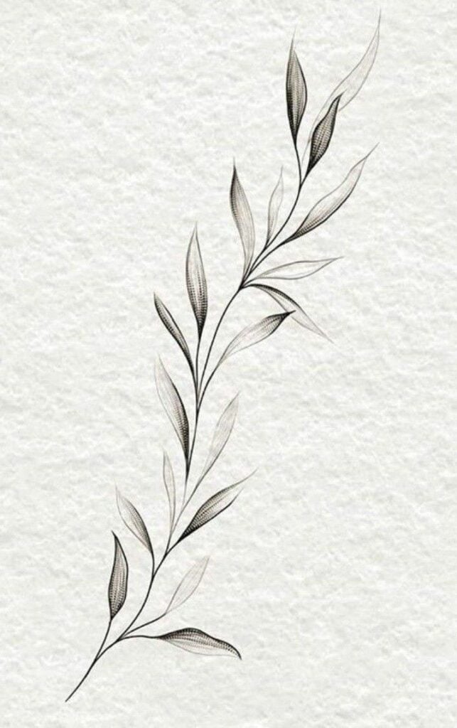 Delicate leaf sketch on textured paper, showcasing elegant lines and minimalist style. Perfect for botanical decor and nature enthusiasts.