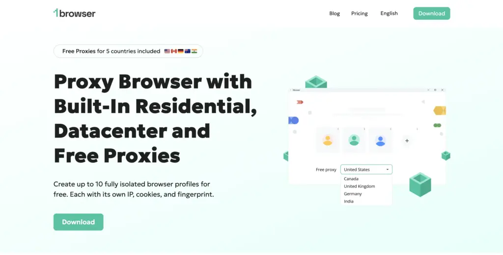 Proxy browser offering residential, datacenter, and free proxies for secure browsing in 5 countries. Download the app now!