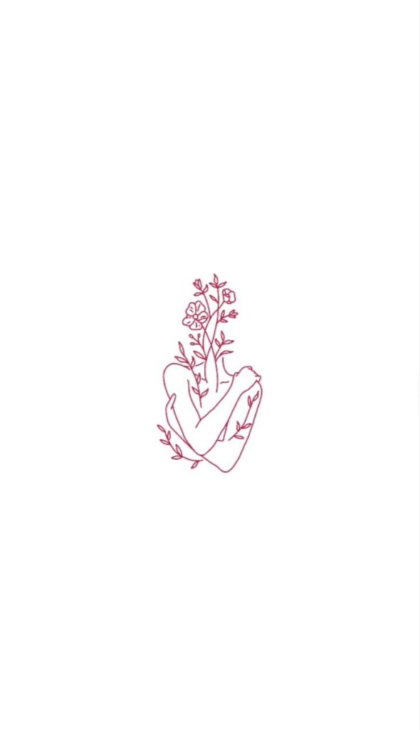 Selflove tattoo Minimalist line art of a person embracing blooming flowers, symbolizing growth and harmony. | Sky Rye Design Minimalist line art of a person embracing blooming flowers, symbolizing growth and harmony.