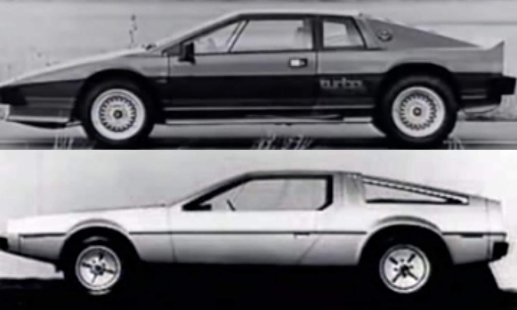 Two classic sports cars in side view, showcasing sleek designs and retro styling, highlighting automotive evolution over time.