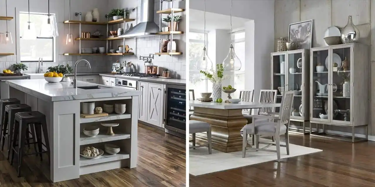 Arm tattoo with geometric patterns and intricate designs, set against a background of framed artwork on the wall.