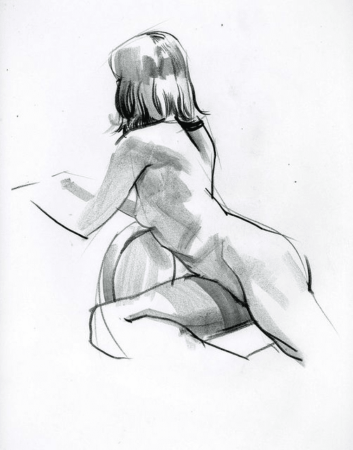 image Charcoal sketch of a woman sitting with her back to the viewer, showcasing artistic shading techniques and anatomical study. | Sky Rye Design Charcoal sketch of a woman sitting with her back to the viewer, showcasing artistic shading techniques and anatomical study.