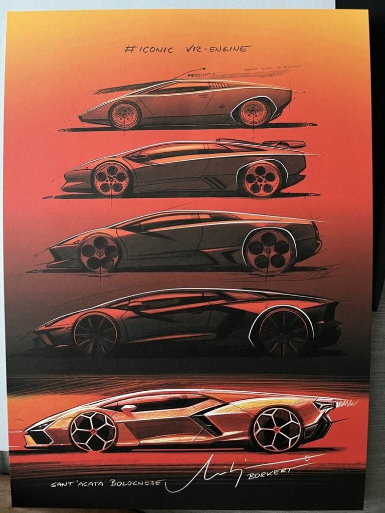 s-l1200 1 Car design sketches on a gradient background, showcasing the evolution of a V12-engine sports car with sleek lines and | Sky Rye Design Car design sketches on a gradient background, showcasing the evolution of a V12-engine sports car with sleek lines and