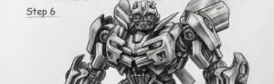 Ink and clean the Bumblebee Transformer drawing.