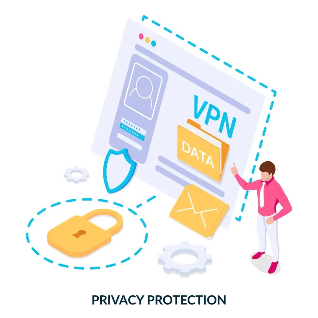 Illustration of VPN and data security showing a person, shield, lock, and digital elements to represent privacy protection. Best Proxy Browsers