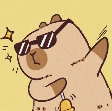 Cartoon bear wearing sunglasses in a cool pose while holding a bell on a pale yellow background