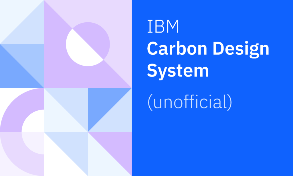 IBM Carbon Design System (unofficial) title on blue panel with geometric purple and blue shapes, cover art