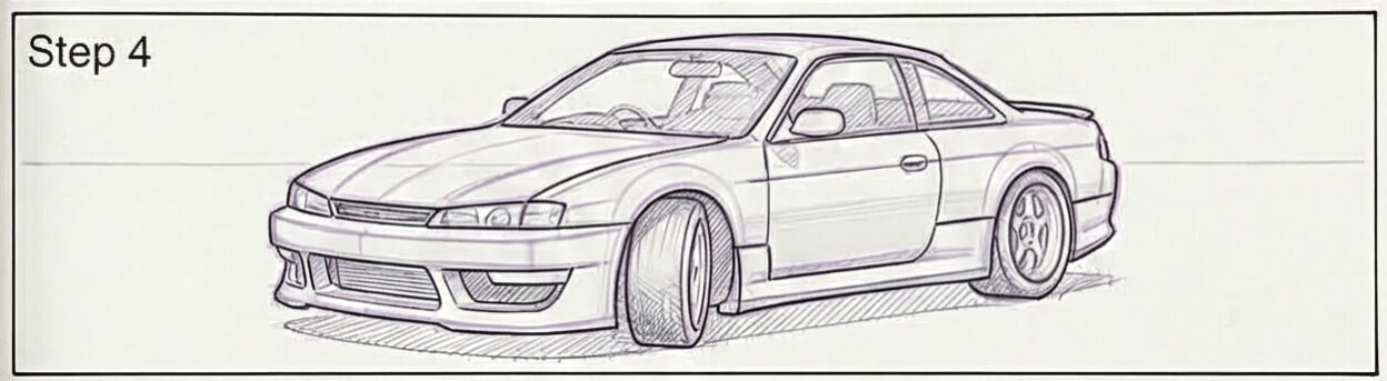 Drift Car Drawing: From Blank Page to Smoke & Stance