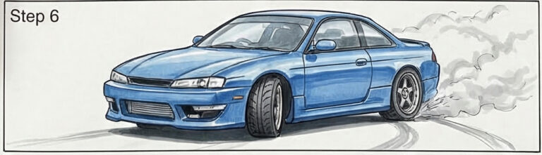 Drift Car Drawing: From Blank Page to Smoke & Stance