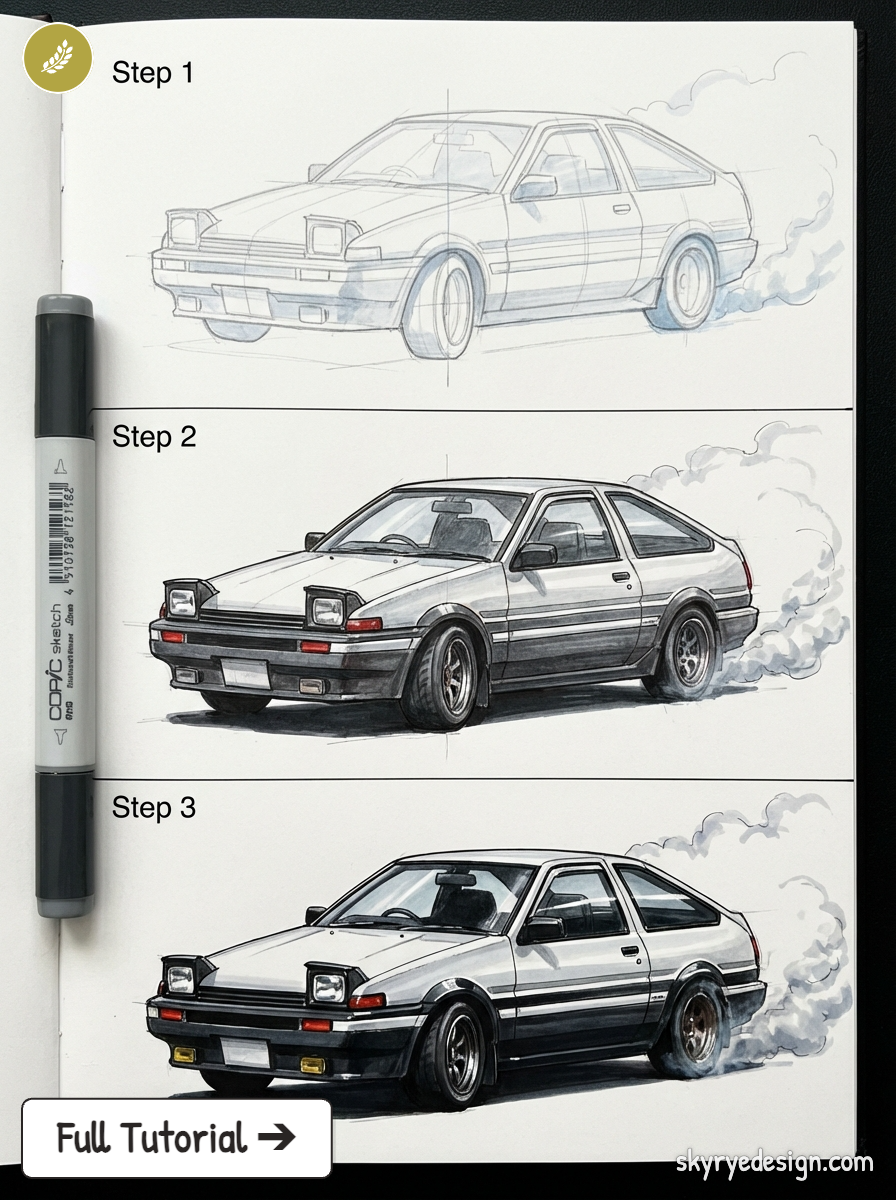 Drift Car Drawing: From Blank Page to Smoke & Stance