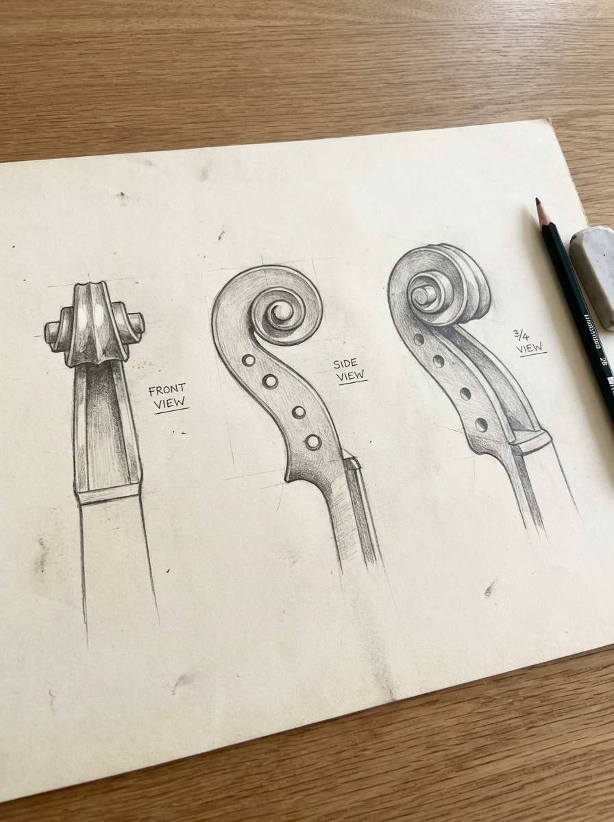 How to Draw a Violin: Proportions, F-Holes and Wood Grain
