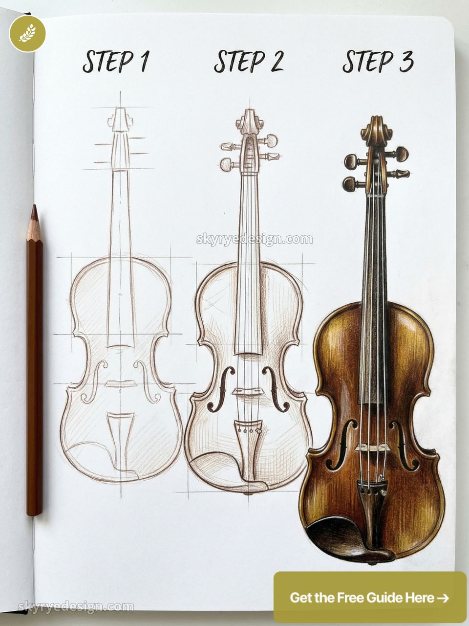 how-to-draw-additional-content 58 Step-by-step violin drawing tutorial: pencil sketch to detailed colored violin illustration with pencil on sketchbook. | Sky Rye Design Step-by-step violin drawing tutorial: pencil sketch to detailed colored violin illustration with pencil on sketchbook.