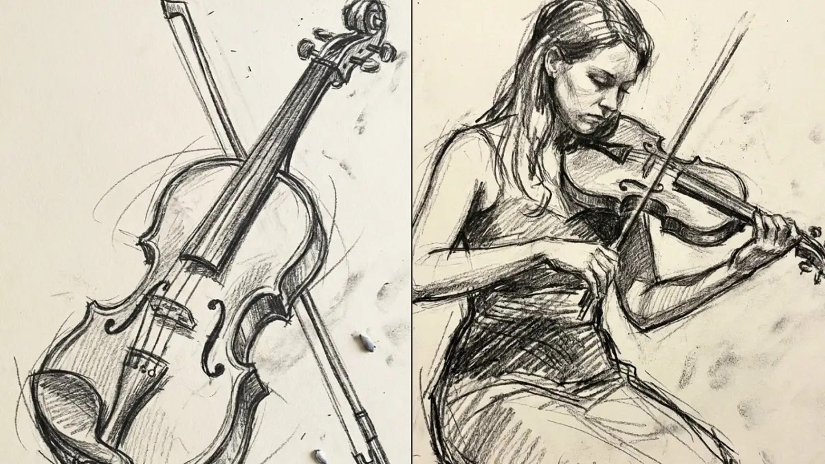 How to Draw a Violin: Proportions, F-Holes and Wood Grain