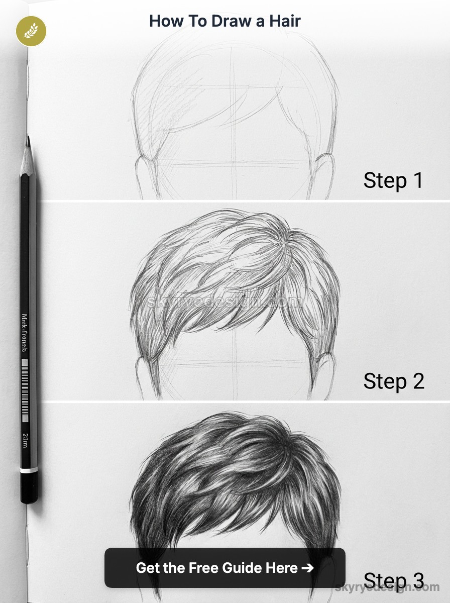 tutorial-cropped-hair How to draw hair: step-by-step pencil tutorial showing three stages to draw realistic short hair with guidelines and shading | Sky Rye Design How to draw hair: step-by-step pencil tutorial showing three stages to draw realistic short hair with guidelines and shading