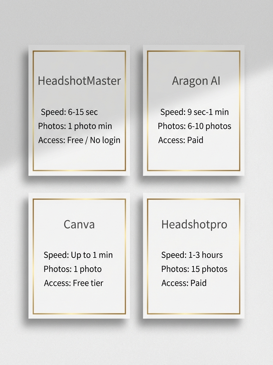 3197bca0-3ebb-46d6-81a0-377faef79183 AI headshot services comparison: HeadshotMaster, Aragon AI, Canva, HeadshotPro — speed, photos required, access (free/paid) | Sky Rye Design AI headshot services comparison: HeadshotMaster, Aragon AI, Canva, HeadshotPro — speed, photos required, access (free/paid)