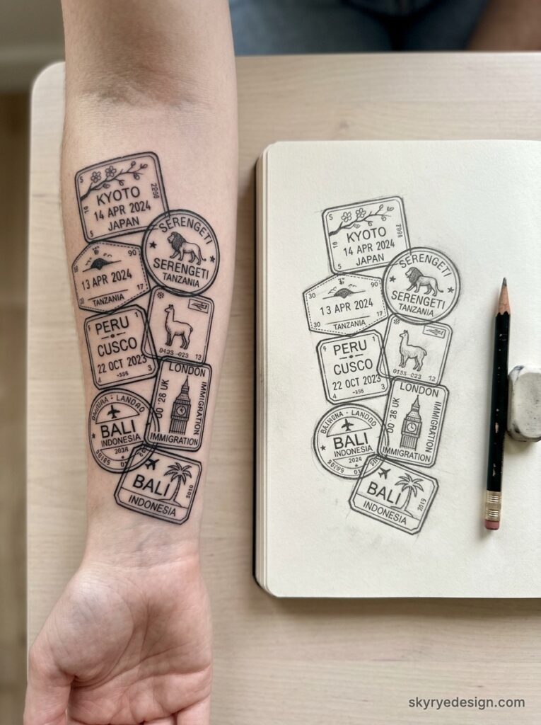 stamp travel tattoo