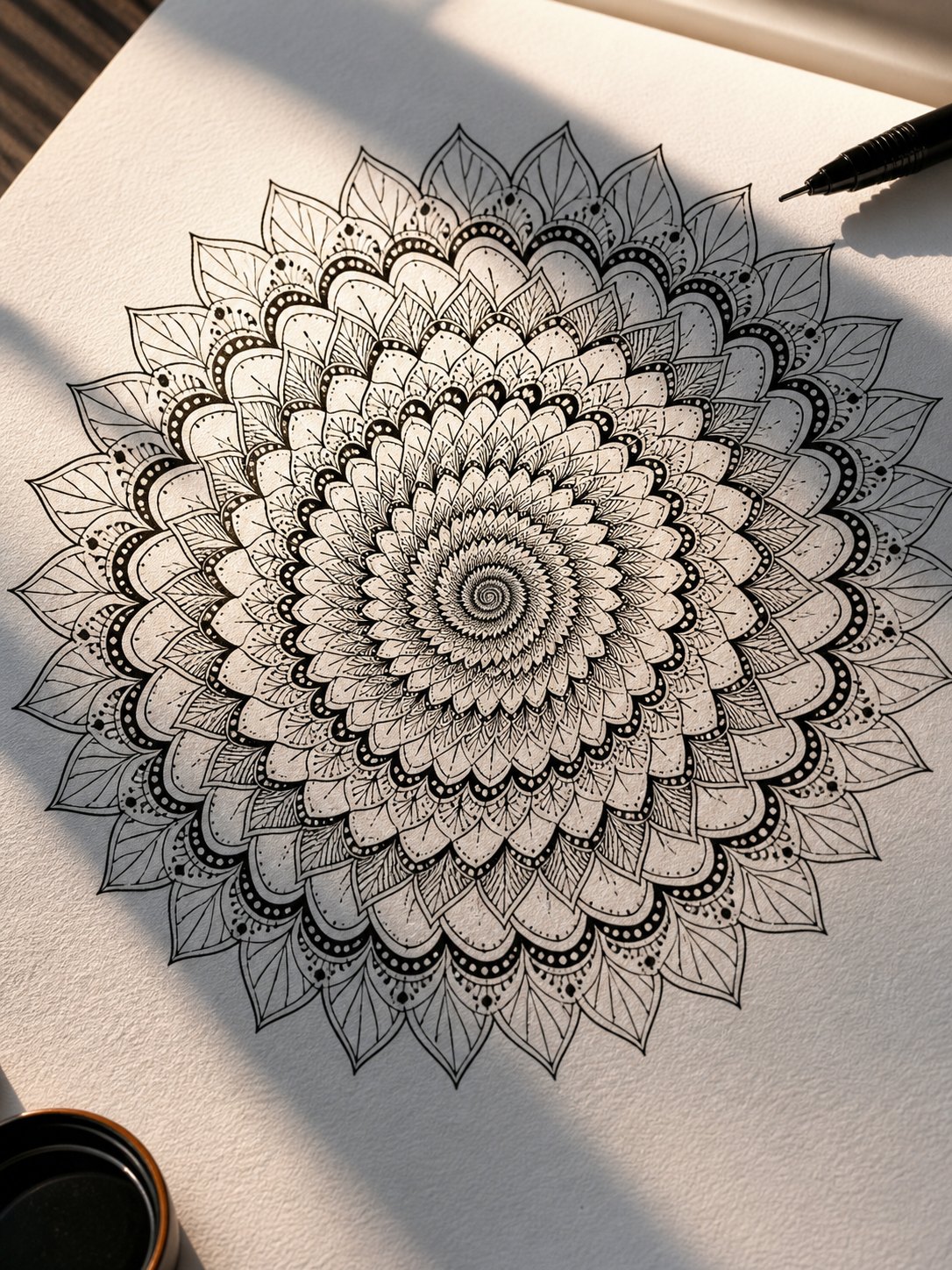 12 Spiral Mandala 12. Spiral Mandala mandala design on paper | Sky Rye Design 12. Spiral Mandala mandala design on paper