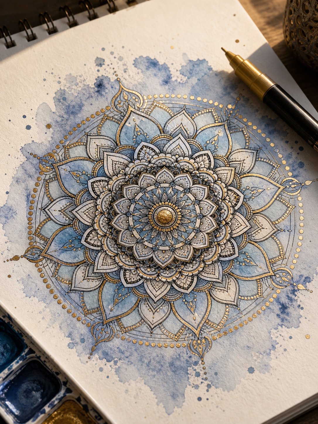 17 Mixed Media Mandala 17. Mixed Media Mandala mandala design on paper | Sky Rye Design 17. Mixed Media Mandala mandala design on paper